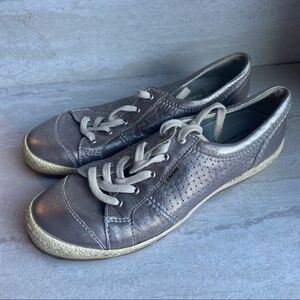 Josef Seibel Metallic Silver Lace Up Sneaker 37